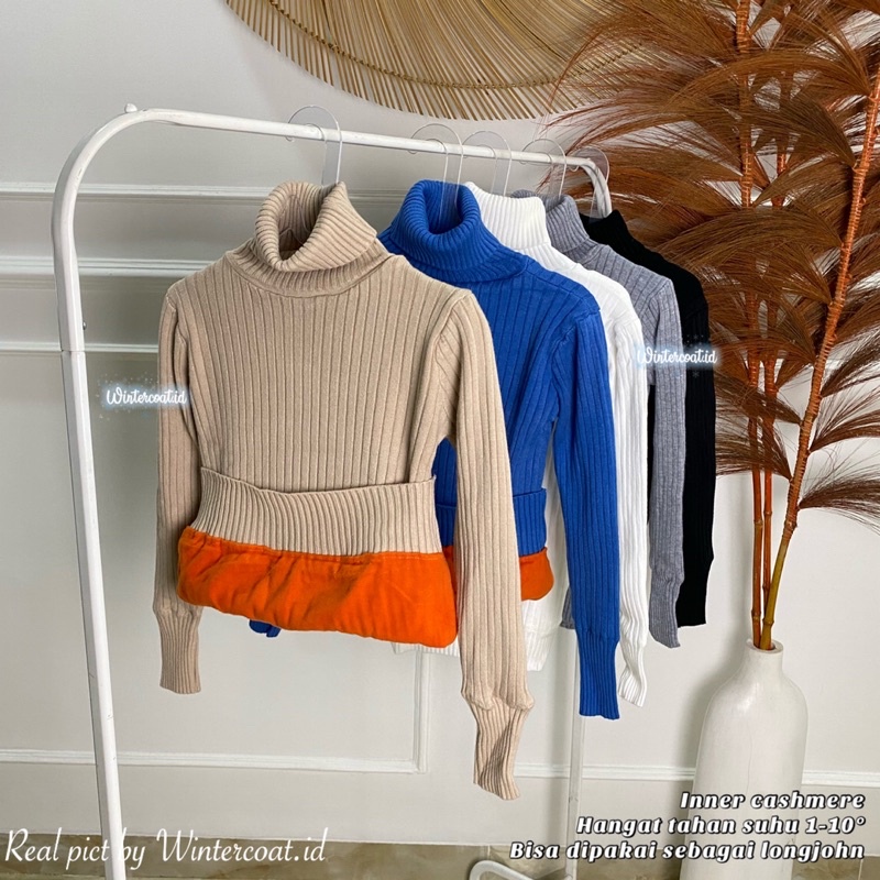 Sweater winter hangat thermal wanita import inner cashmere Cindy longjohn atasan musim dingin