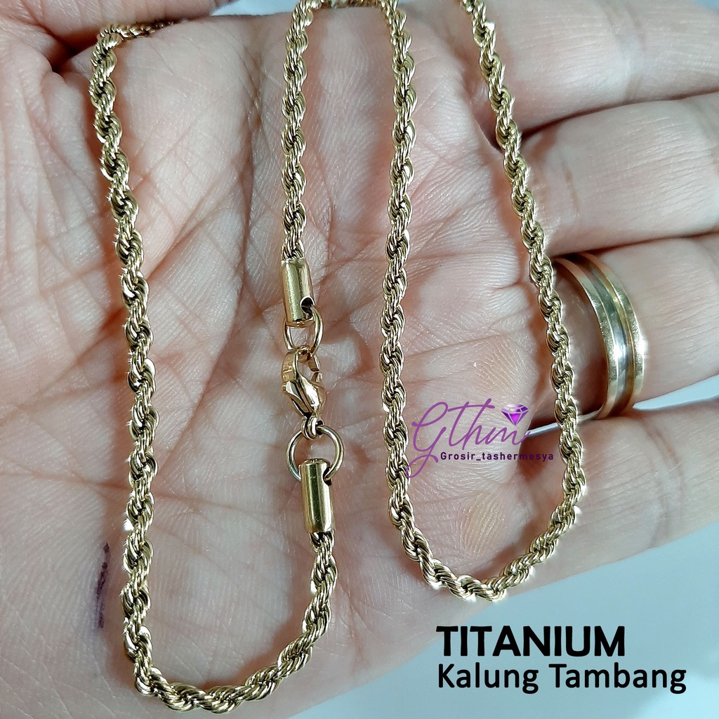 Kalung Titanium Tambang Stainless Steel Anti Karat Perhiasan fashion Import Premium klg017