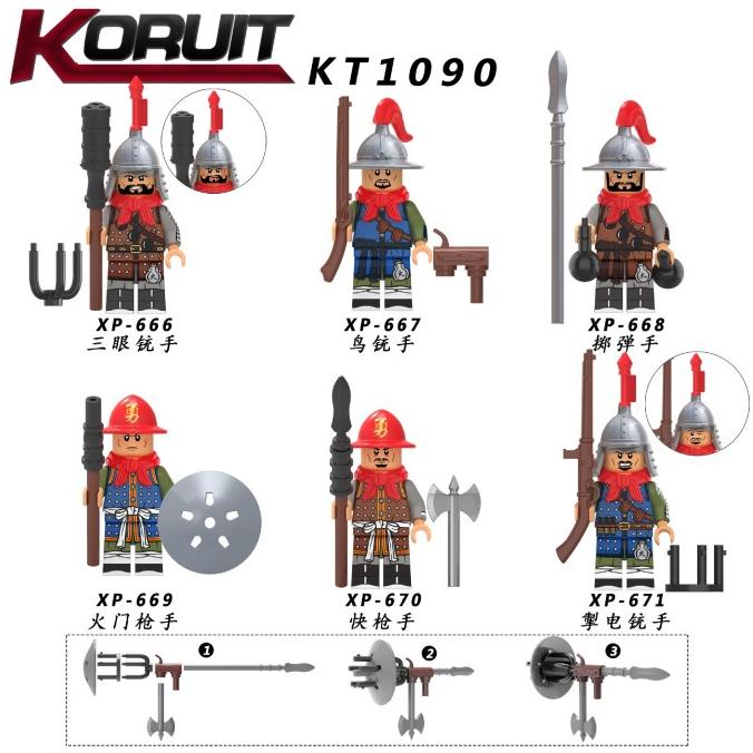 KT1090 Ming Dynasty Soldier Army Tentara Minifigure Brick DIY Block