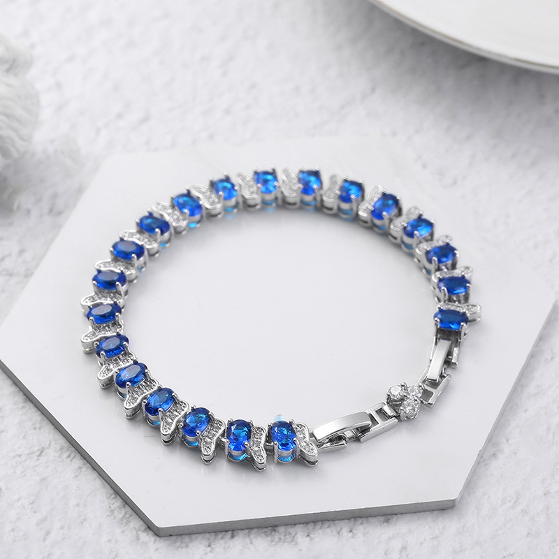 [Ready Stock]Fashion Luxury Micro-Inlaid Diamond Colored Gem Bracelet