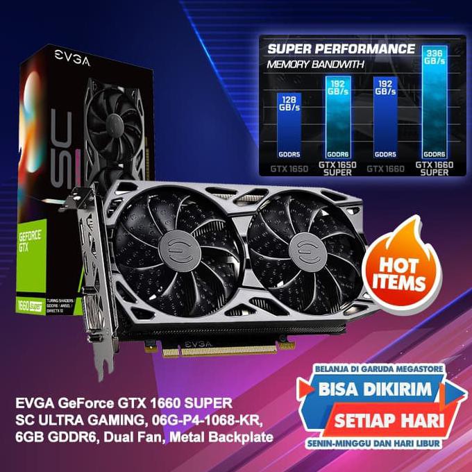 VGA Gaming EVGA Geforce GTX 1660 SUPER SC ULTRA GAMING 6GB DDR6