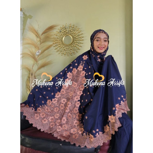 mukena bordir punggung asli bukittinggi warna navy