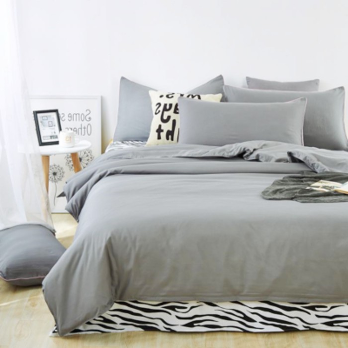 NEW Duvet Cover Katun Jepang Abu Tua-Putih 210x210
