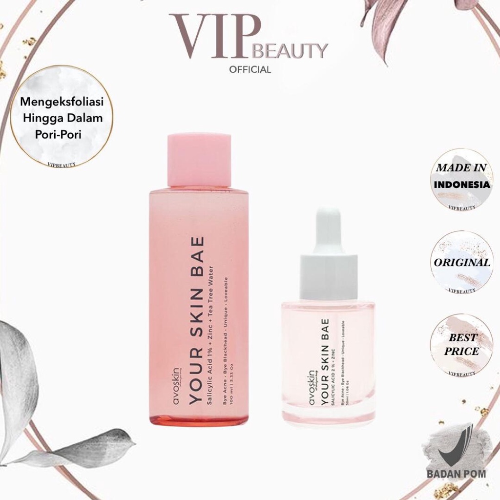 AVOSKIN Your Skin Bae Salicylic Acid 2% + Zinc Serum / Salicylic Acid 1% + Zinc + Tea Tree Water Ton