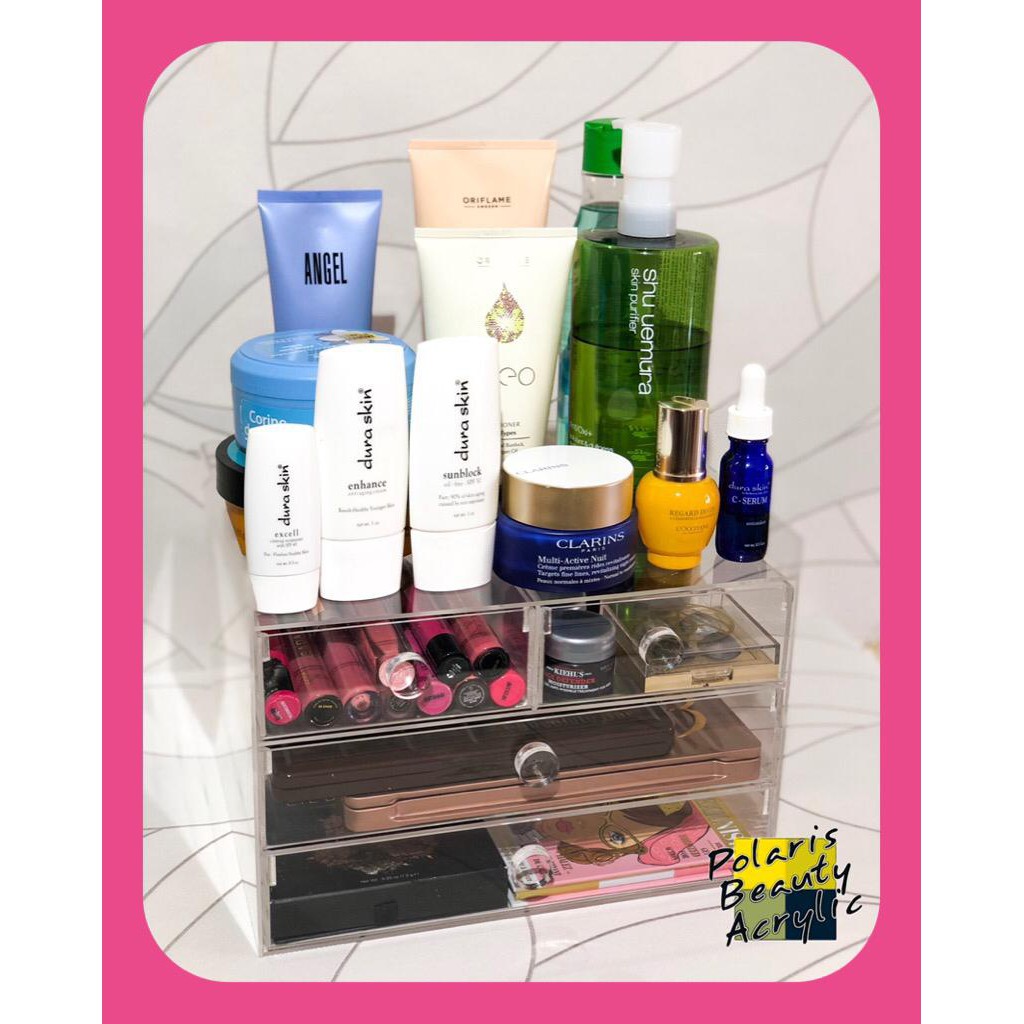 RAK KOSMETIK ACRYLIC-TEMPAT MAKEUP AKRILIK-BEAUTY CASE AKRILIK-BEAUTY BOUNTY MAKEUP ORGANIZER