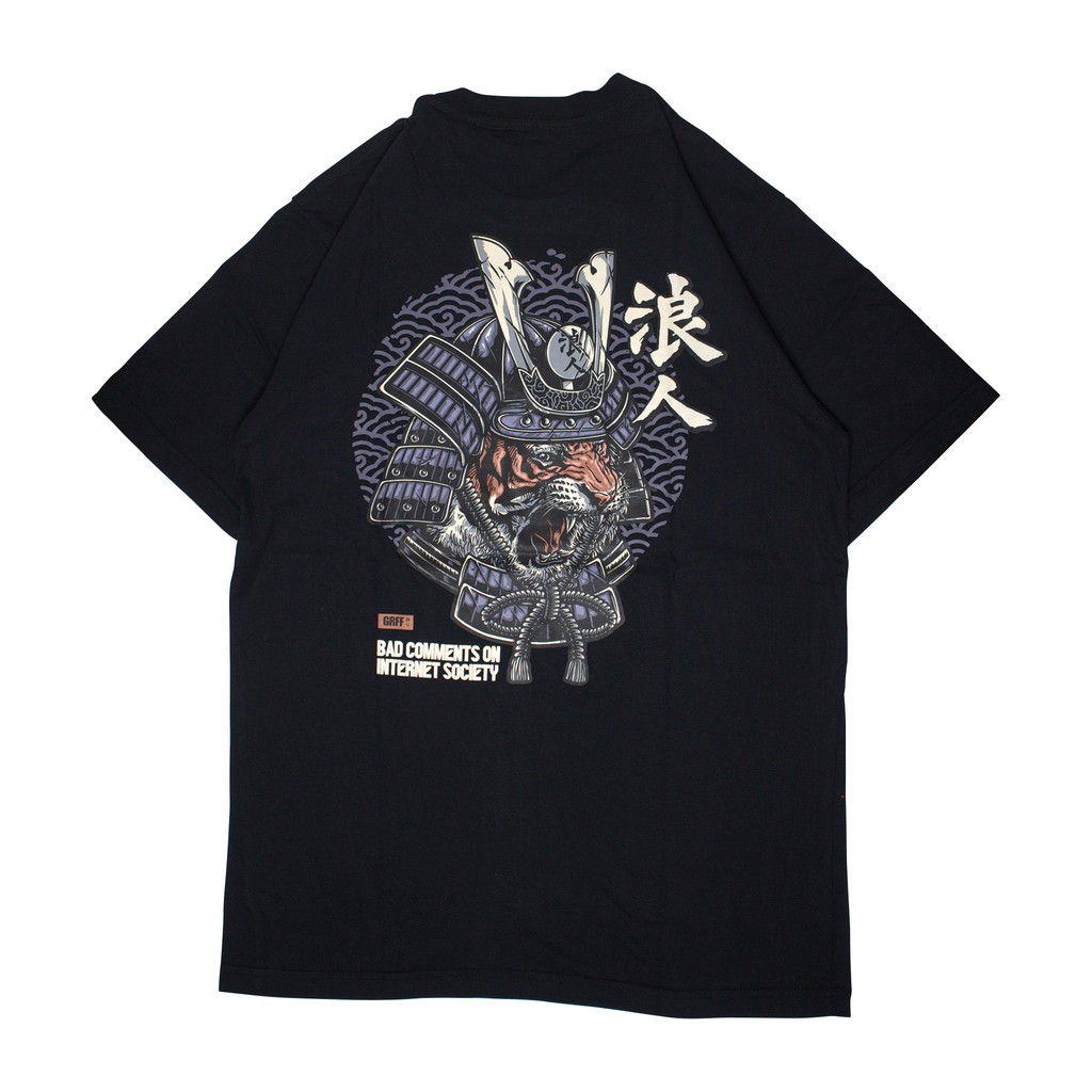 Streetwear Tshirt Japan Samurai Tiger Kabuto - Kaos Jepang Harimau - GRFF