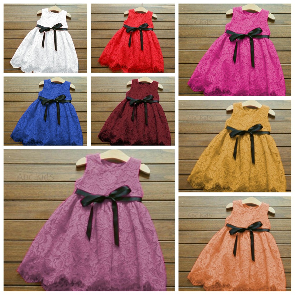 Baju Dress Gaun Baju Natal Anak Cewe Cewek Perempuan Umur 2 3 4 Tahun Bahan Brokat Liskids