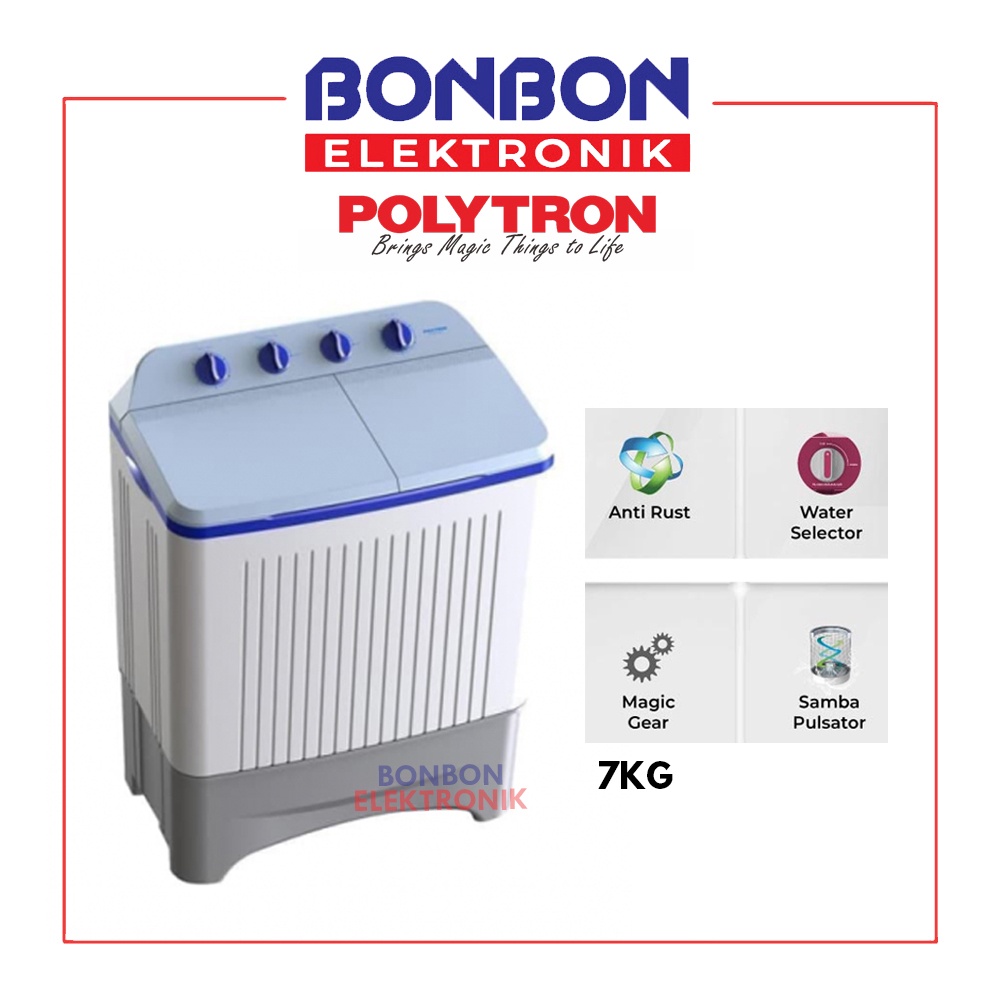 Polytron Mesin Cuci 2 Tabung 7KG PWM 7366HB / PWM7366 HB / 7366 HB