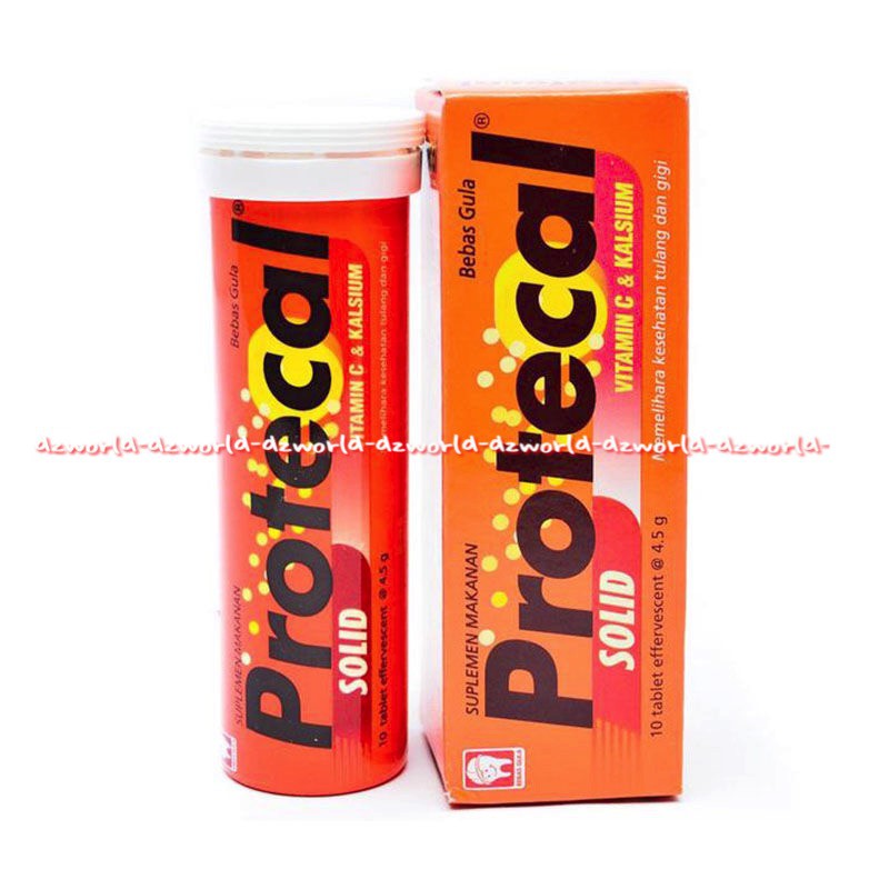 Protecal Solid Vitamin C &amp; Kalsium Minuman 10 Tablet Protecal Solid Tube Vitamin Tulang Orange