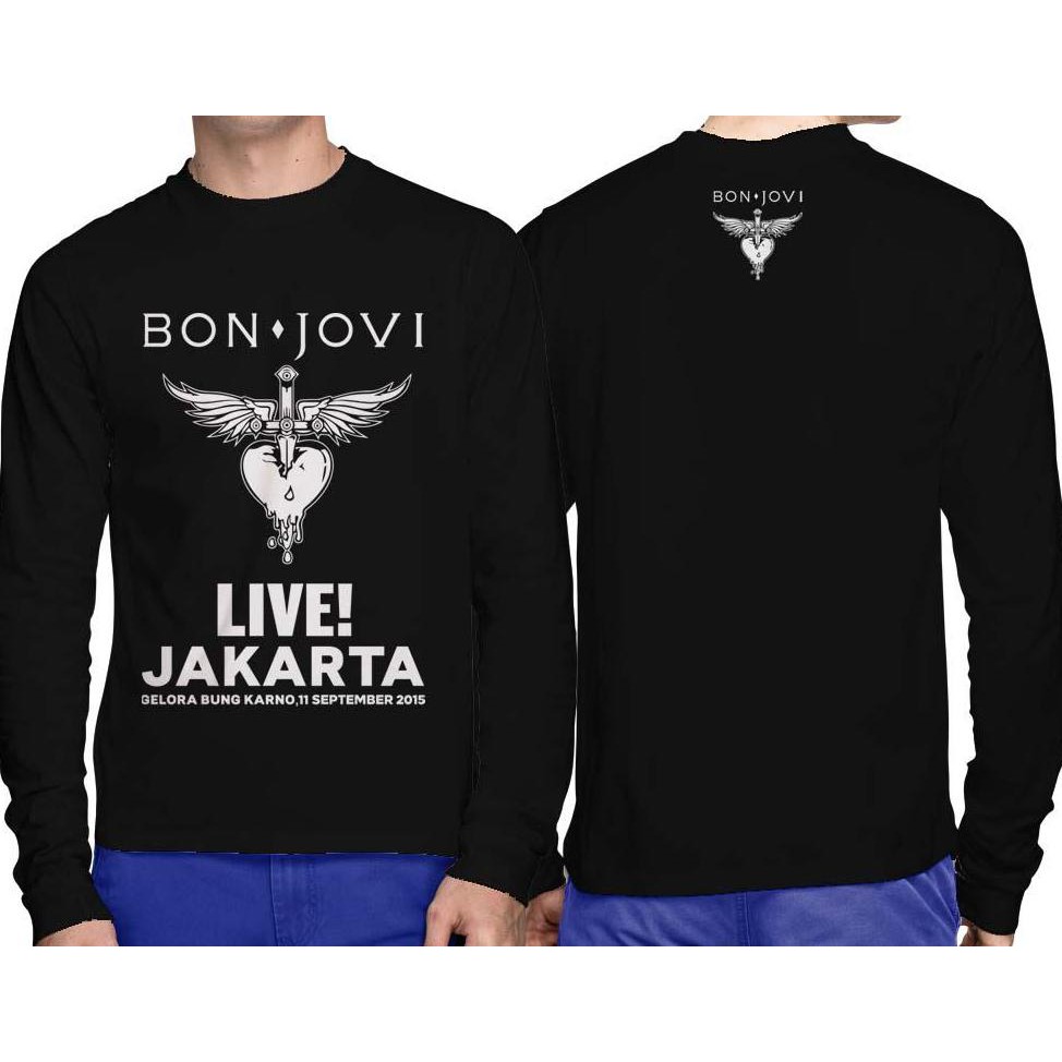 Kaos Bon Jovi Konser Jakarta 2015 desain 3 Lengan Panjang OTONT
