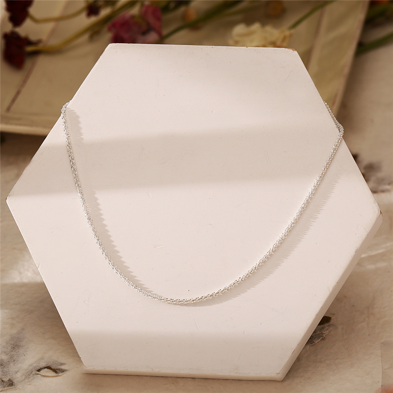 Korean Glitter Silver Necklace Simple Shining Elegant Chain Choker Jewelry Accessories Gift