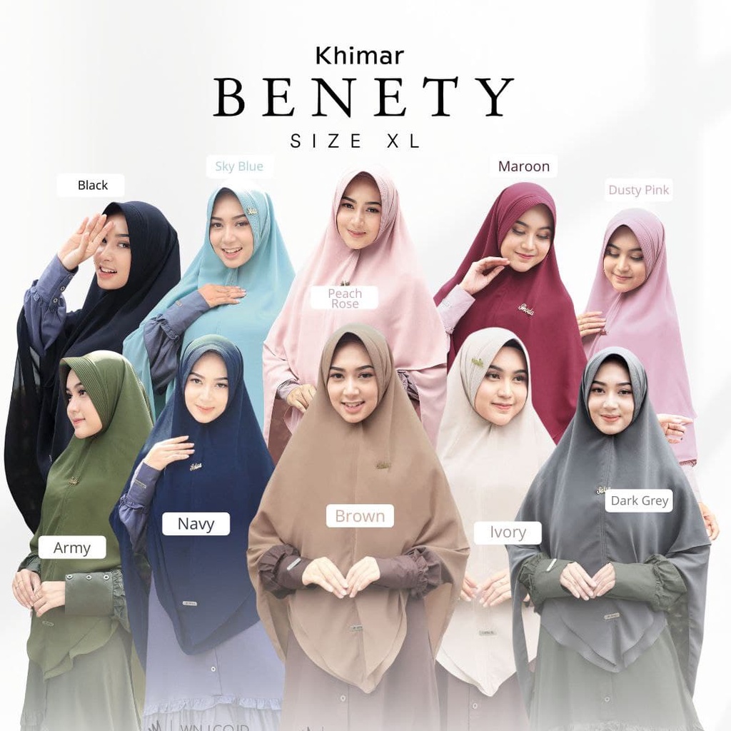 Khimar Instant Syari BENETY Bergo Khimar Pinguin Jumbo Ceruty Babydoll Armany by WNJ Hijab