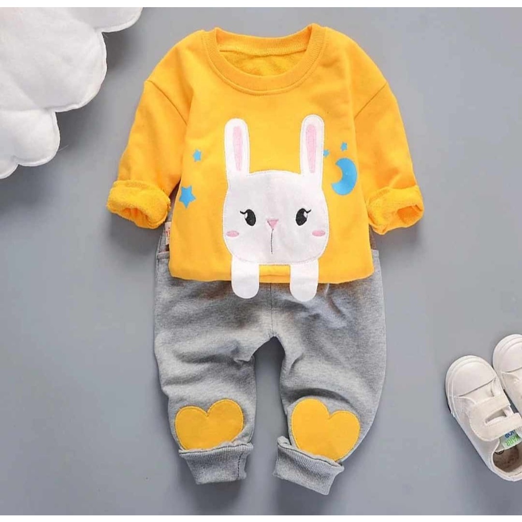 SETELAN SWEATER ANAK PEREMPUAN SETELAB BUNGA PITA 1-5 TAHUN