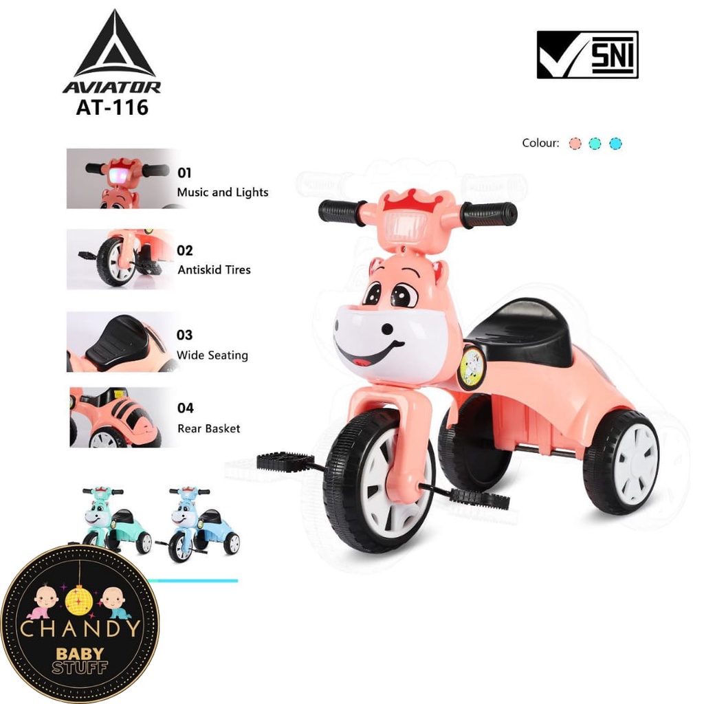 SEPEDA ANAK RODA TIGA BABY INFANT FOLDING TRICYCLE AVIATOR AT 116