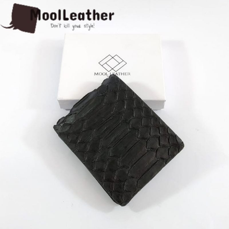 Mool Leather - PREMIUM WALLET DOMPET PRIA ASLI KULIT ULAR PYTHON WARNA HITAM FULL KULIT TANPA KAIN