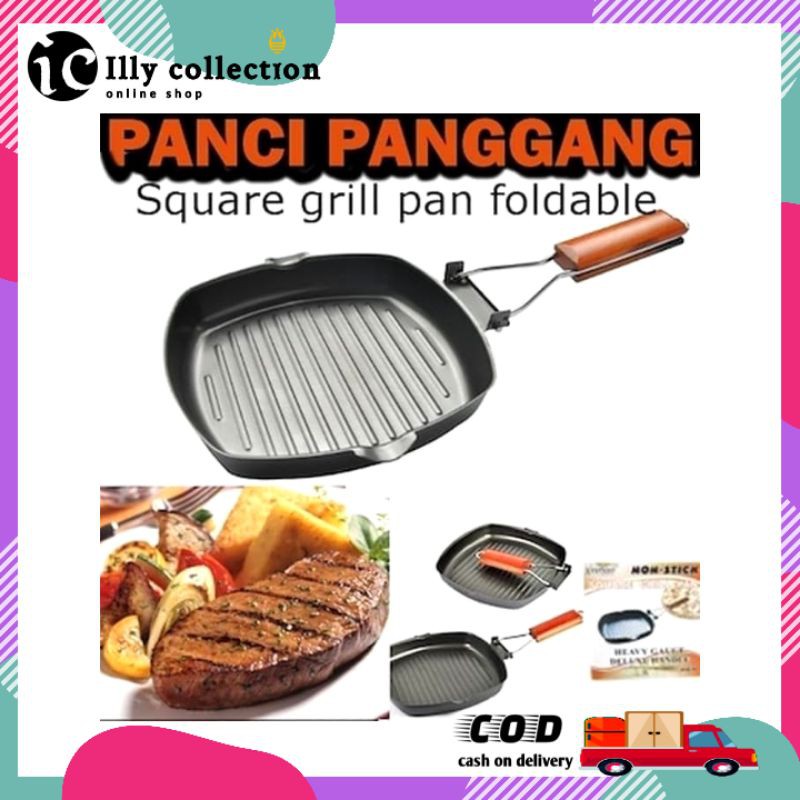 Square Grill Pan 20 Cm Teflon Wajan BBQ Serbaguna