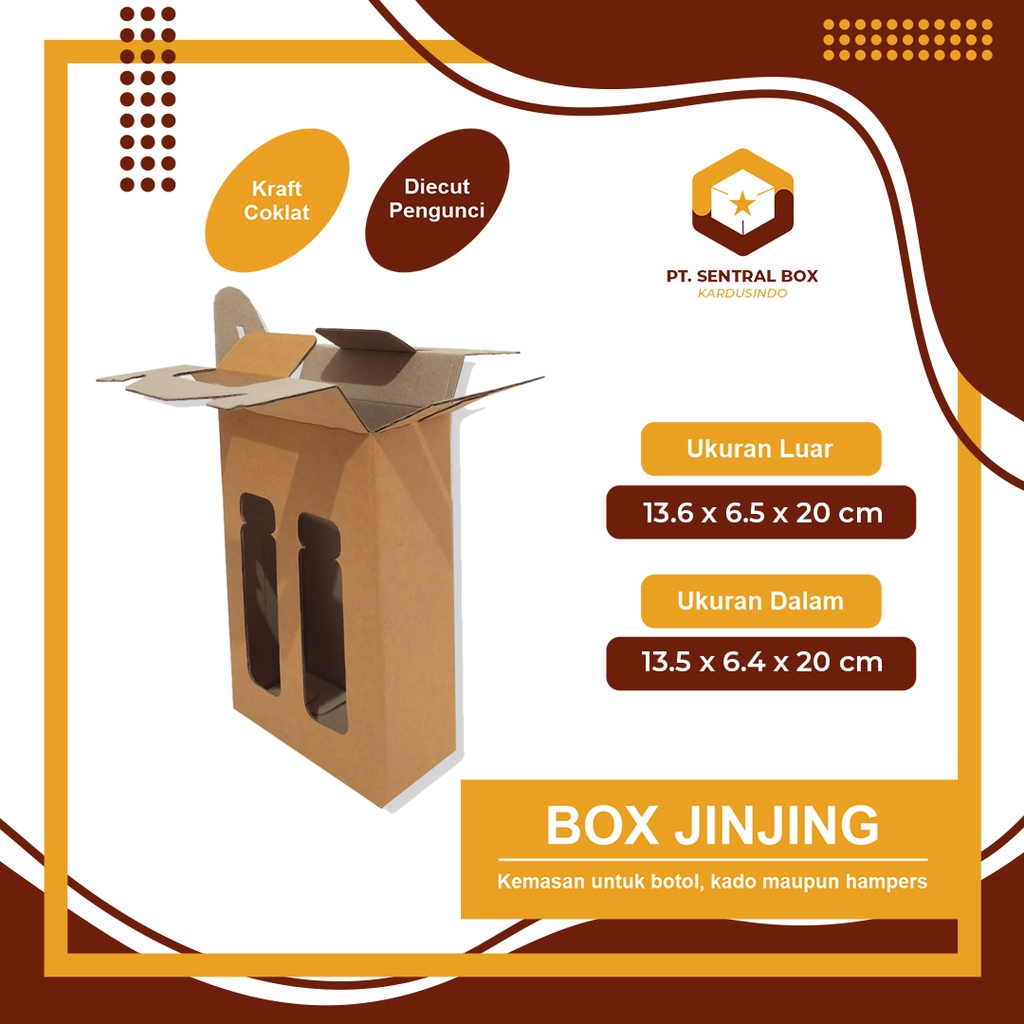 

Box ( 14 x 6.5 x 20 cm ) Jinjing Botol 500 ml isi 2 E FLUTE - Kardus/Packing/Polos/Karton/Botol/JinjingBox/HandleBox/BoxTenten