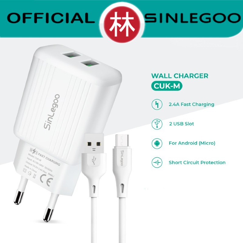 Sinlegoo CUK-M Wall Charger Single Output &amp; Data Cable Micro USB