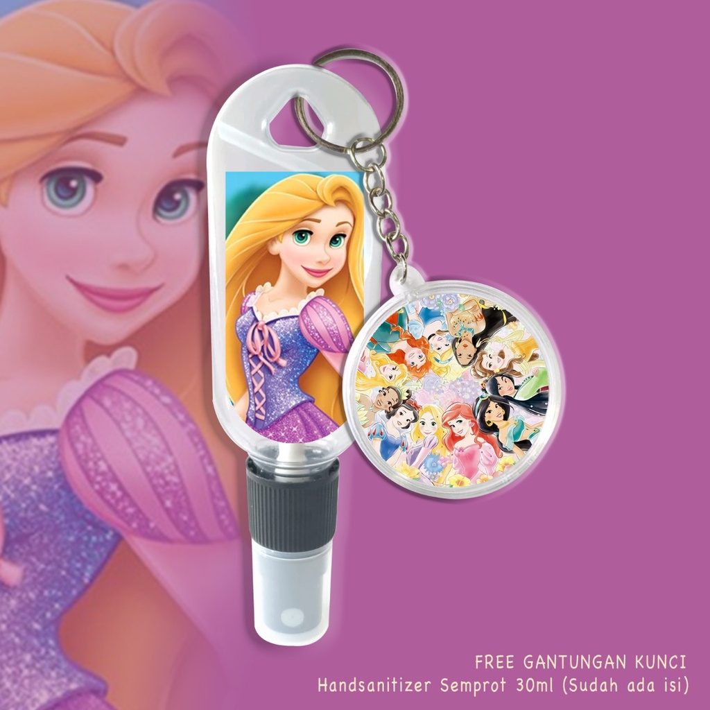 (FREE GANTUNGAN KUNCI) HAND SANITIZER / SPRAY 30 ML PRAKTIS / CARTOON CUTE ALL PRINCESS