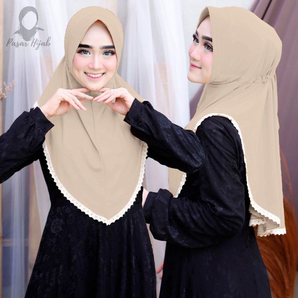 Jilbab Instan Serut Elga Hijab Bergo Jersey Premium Pasar Hija'b