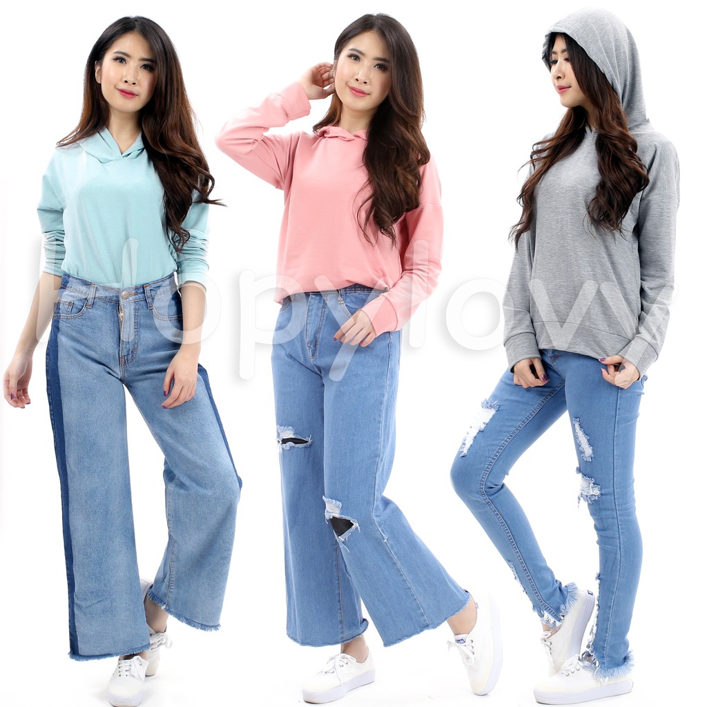 HOPYLOVY - Sweater Wanita Hoodie Polos Basic Hariet PREMIUM