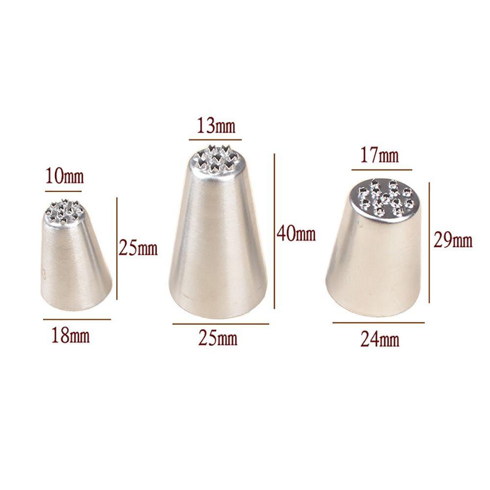 Solighter 3 Pcs Rumput Icing Nozel DIY Aksesoris Dapur Pastry Tips Stainless Steel Cupcake Rusia Nozzle