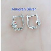 (COD)Anting jepit fashion wanita remaja/dewasa Love mata putih perak asli 925/Silver lapisan emas putih murni!!!