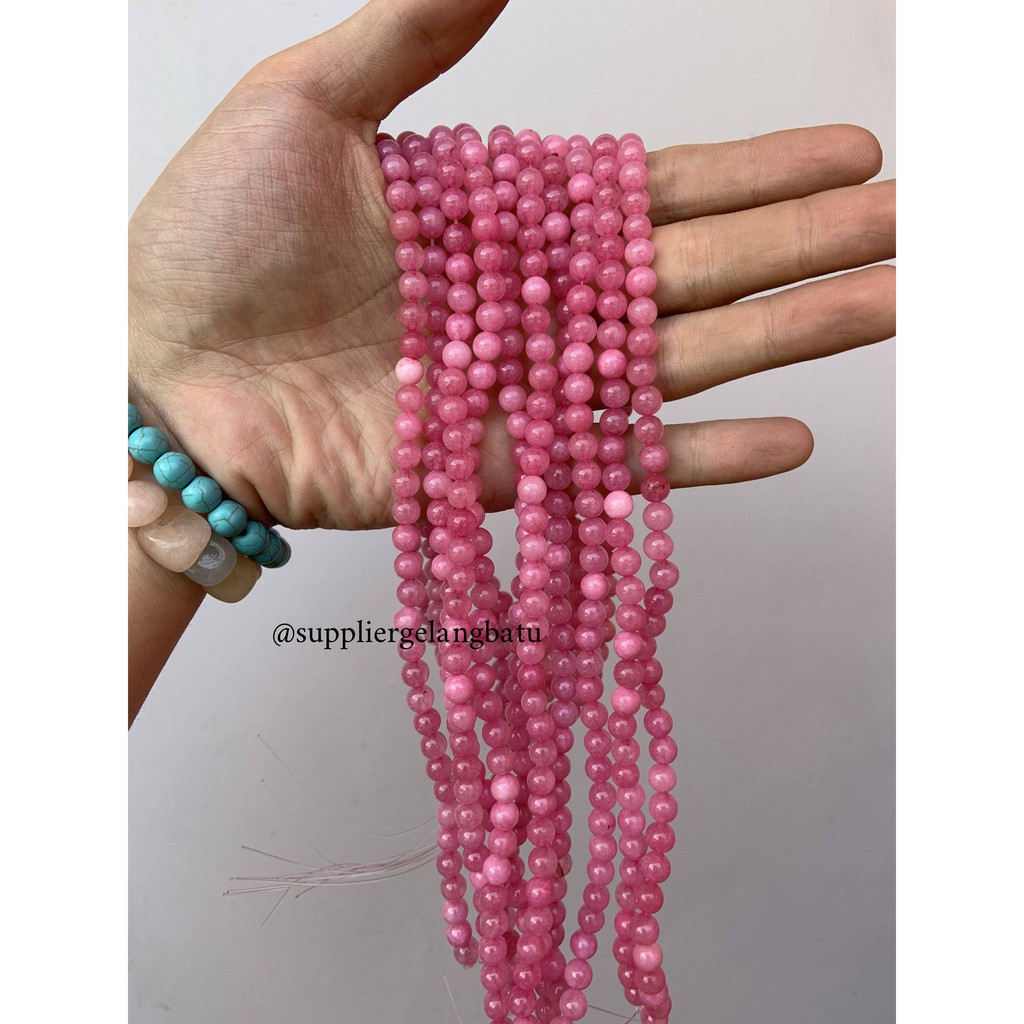 batu kristal red borneo pink 6mm banjar crystal stone healing serat bahan strap mask kalung gelang