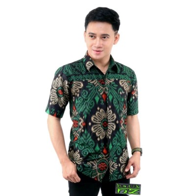 Asifa Batik Hrb026 Kenongo Kemeja Tosca Pendek Pekalongan Padi M L Xl Sogan Tulis Halus Kemeja Batik