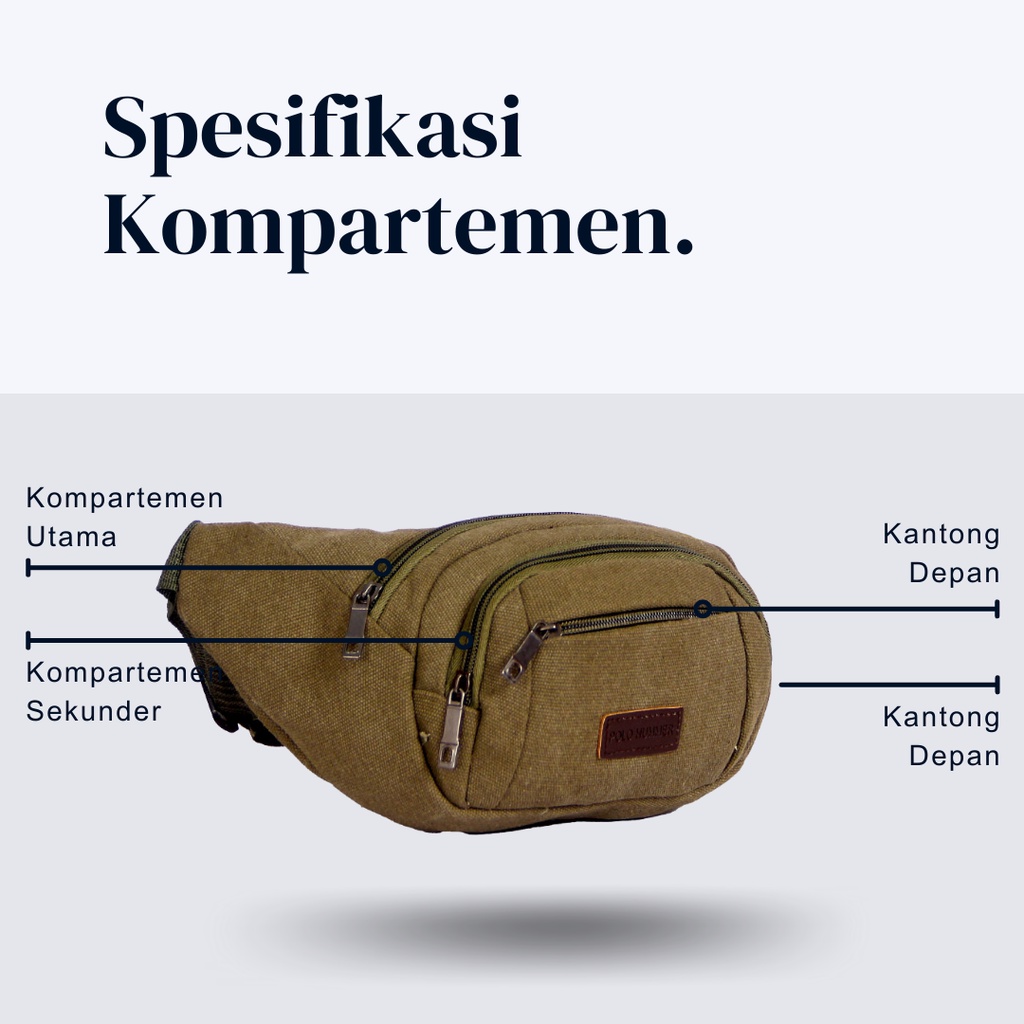 Tas Pinggang Kanvas Polo Hummer Murah Import Waistbag Banyak Kantong
