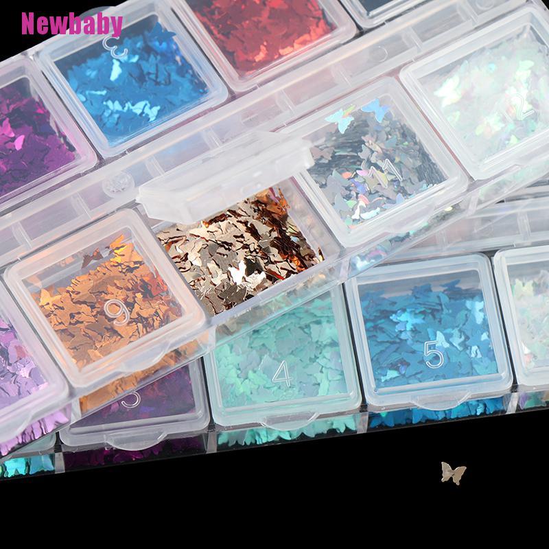 BUTTERFLY (Newbaby) Payet Kupu-Kupu Glitter Campur Untuk Dekorasi Nail Art