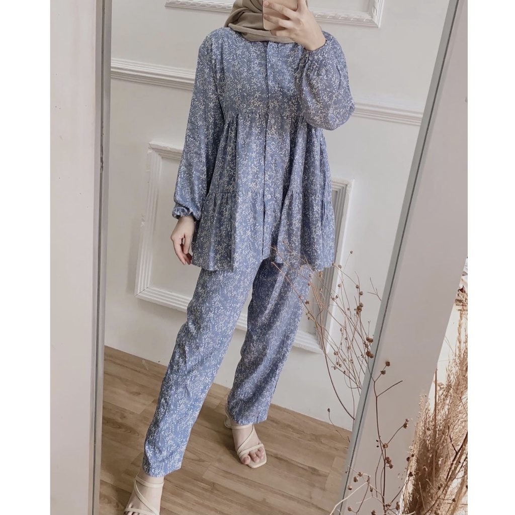 BLOOMS DAILY ONE SET / TIE DYE ONE SET RAYON / STELAN PIYAMA WANITA-TENIA DENIM