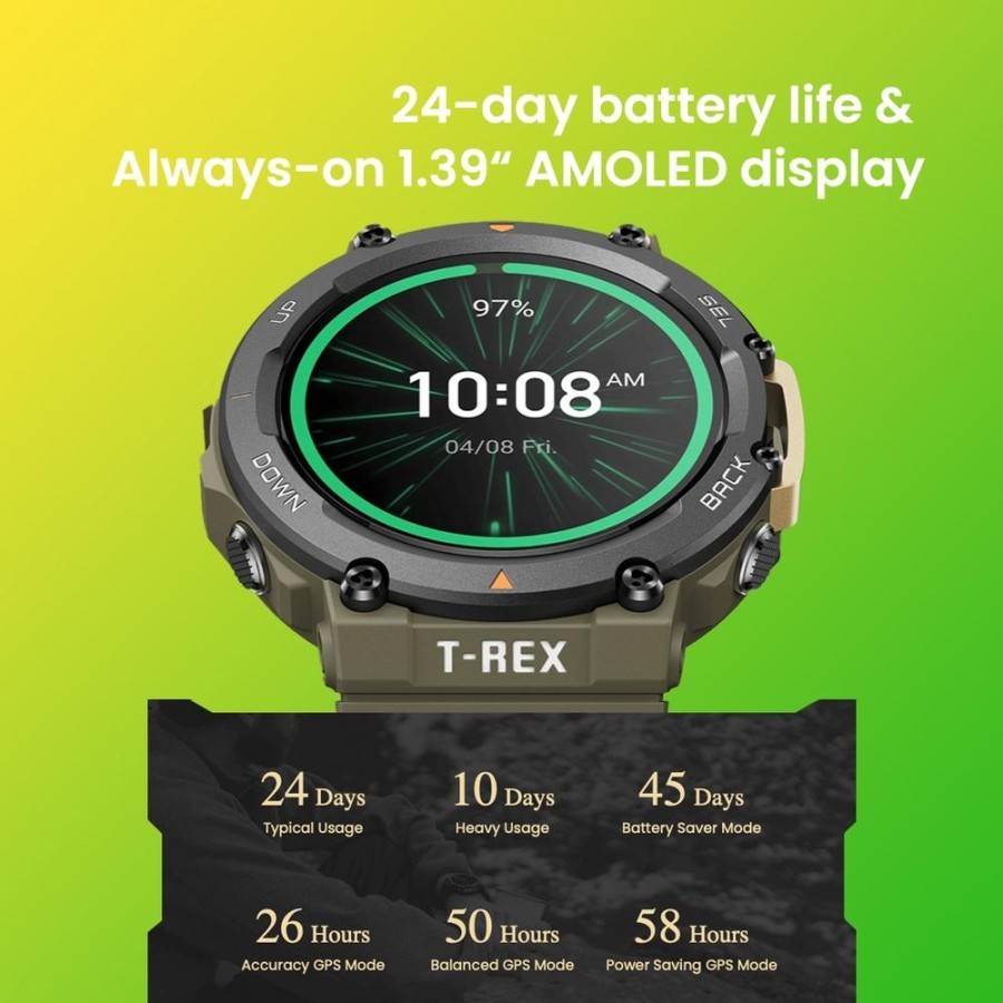 Amazfit T-Rex 2 Smartwatch 5 Satellite Navigation - Garansi Resmi