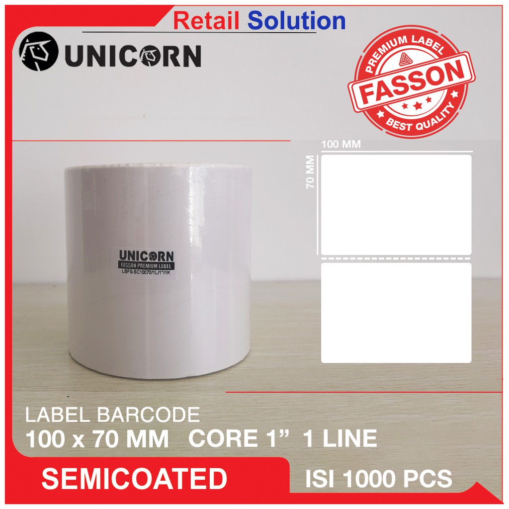 Unicorn Stiker Label Bacode Semicoat 100x70 mm / 100 x 70 mm / 100x70MM / 10X7CM / 10X7 CM