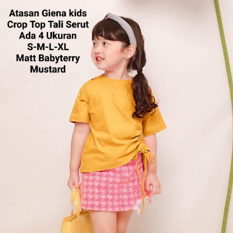 Crop Top Tali Serut Atasan Anak Perempuan Lengan Pendek/Atasan Giena Kids 1-6 Tahun Matt BabyTerry