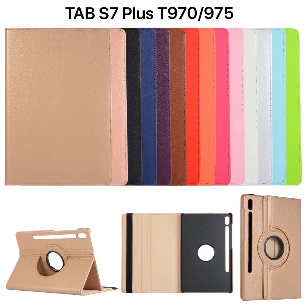 Casing Flip Samsung Galaxy Tab S7 FE S8 Plus S8 + S7 + 12.4 &quot;SM-X800 SM-X806 SM-T730 SM-T733 SM-T736B SM-T970 360 Derajat SM-T6° Case Bahan Kulit Dengan Stand Rotasi
