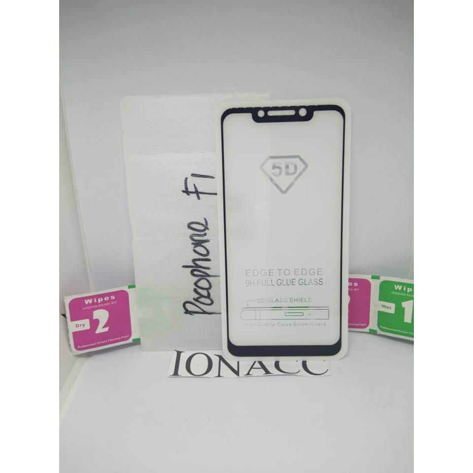 TEMPERED GLASS FULL LEM 5D 9D POCOPHONE F1 ANTI GORES KACA FULL LEM -COVER