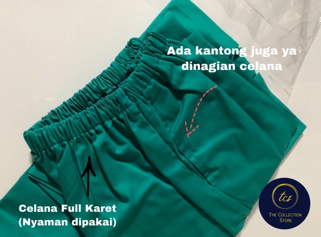 JUMBO SETELAN SERAGAM OK , BAJU JAGA SCRUB ,BAJU PERAWAT LENGAN PANJANG (UNISEX) XXL - 4L