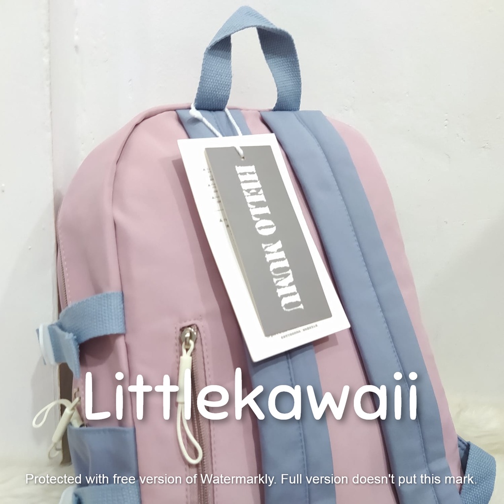 LK/ Tas Ransel Laptop Backpack Parasut Sekolah Fashion Korean Style Remaja Warna Warni Cute Gesper Import