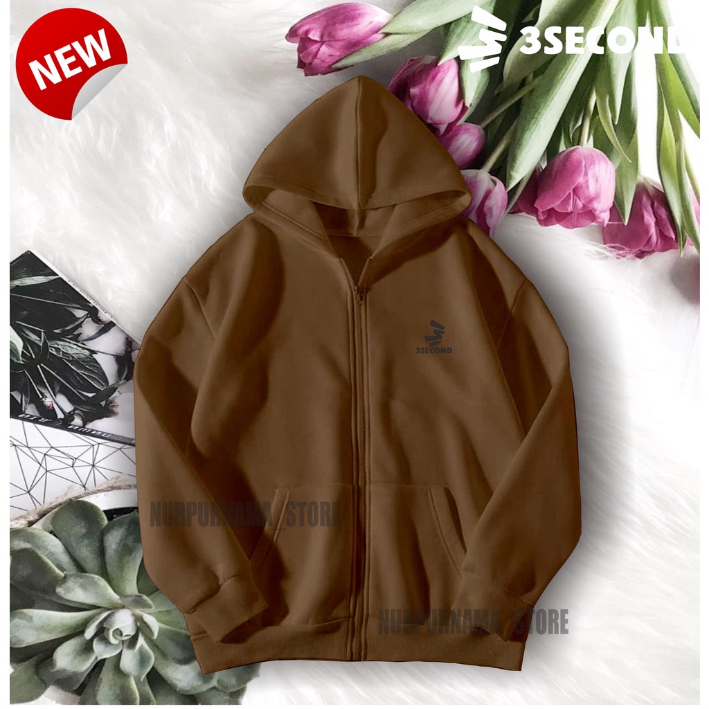 COD Jaket Sweater-Ziper Hoodie Pria Distro 3SECONOriginal Big Size Jumbo M - XXL TERBARU