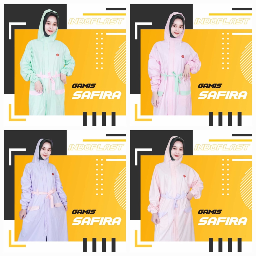 Jas Hujan Gamis WARNA PEACH DEWASA SAFIRA wanita lengan panjang rain coat