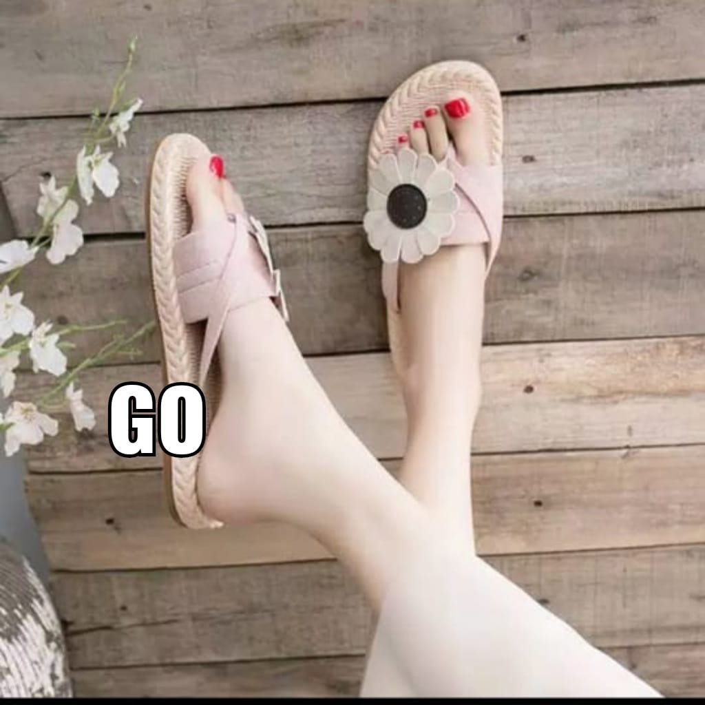 sogo Import SLOP JAPIT ROSE Sandal Wanita Murah Slip Casual Teplek Sendal Cewek Flat