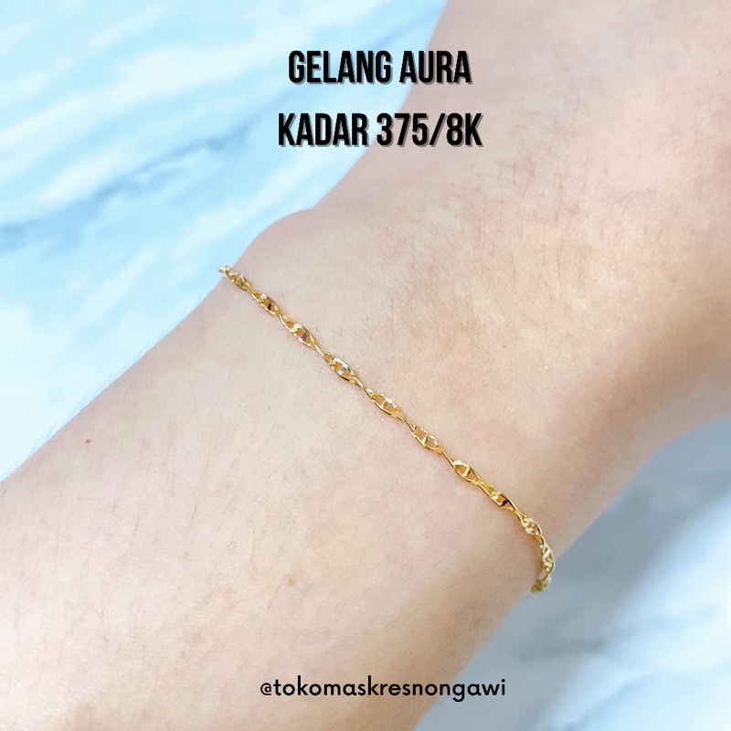 Gelang emas tangan AURA U B S kadar 375/8k (ready blackgold)