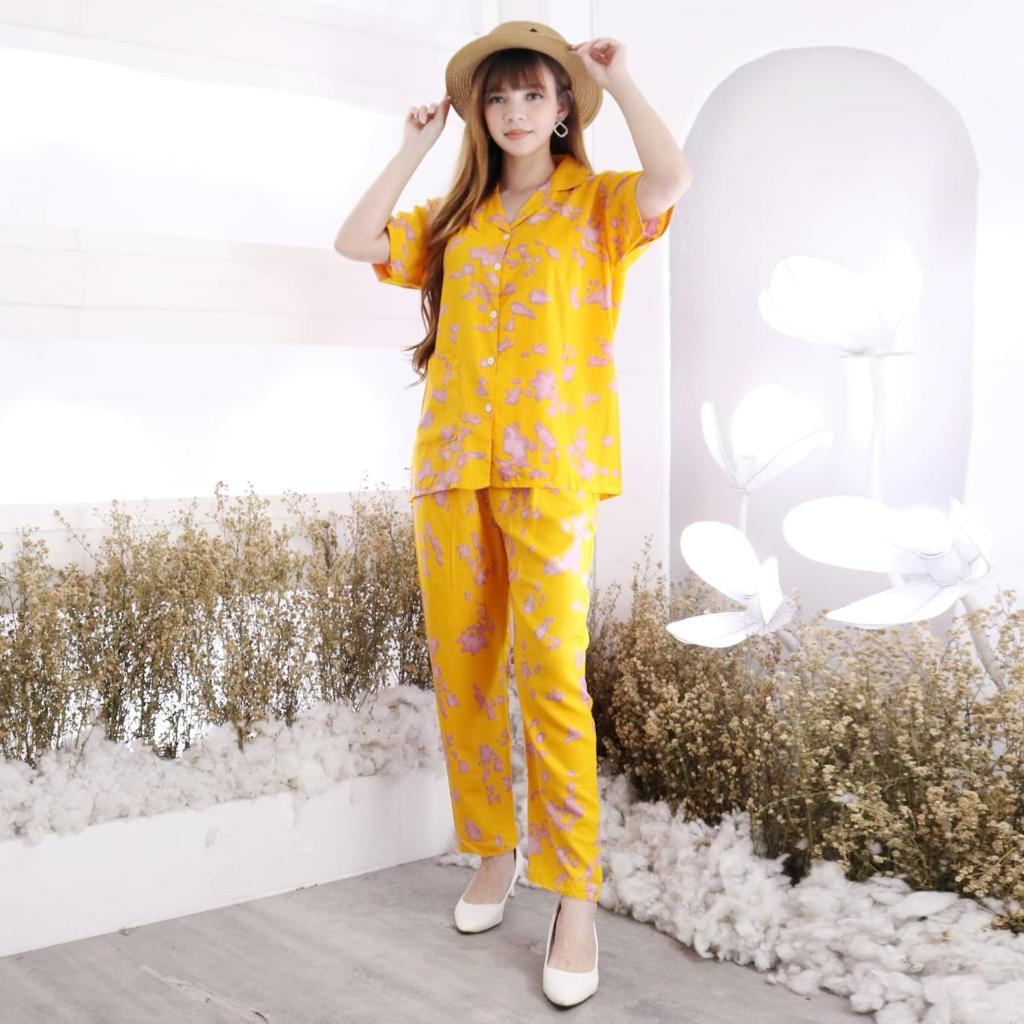 Baju Tidur Set Piyama Wanita Tie Dye Aria CP Baju Tidur Wanita Matt Rayon Realpic