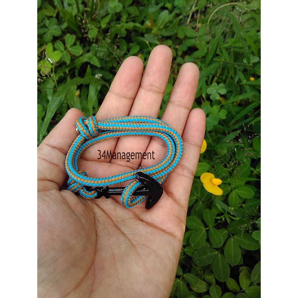 Gelang Tali Prusik / Paracord Lengkap Murah blue orange