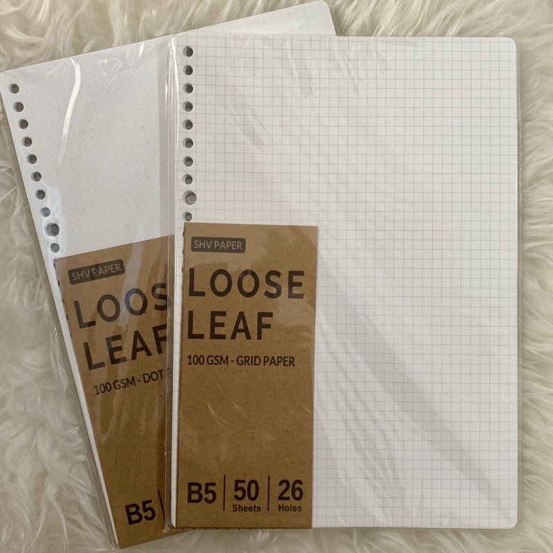 [SHV] Loose Leaf B5 Broken White 100gsm - Grid Dot Lined (Kertas isi/ refill binder titik kotak gari