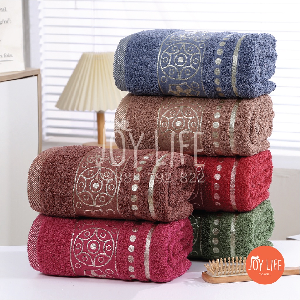 Handuk mandi katun 80cmx160cm / handuk dewasa / motif lavender tebal dan lembut