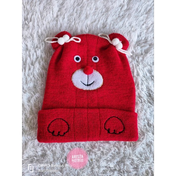 topi/kupluk bayi RAJUT tebal lucu