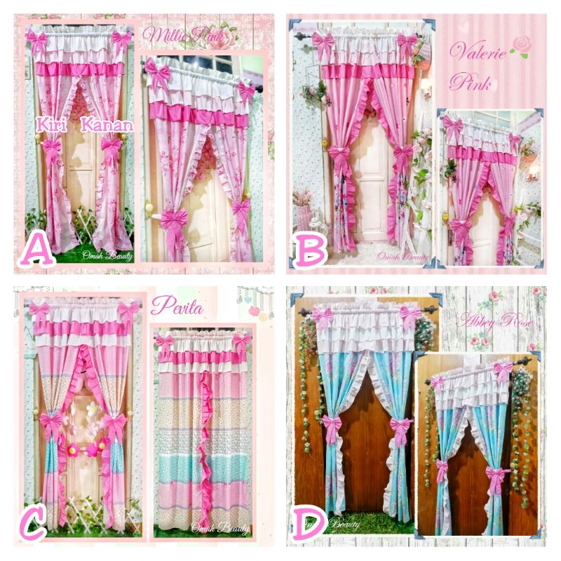 Gorden Shabby (KANAN+KIRI) / PREORDER SEPASANG Gorden Valerie Pevita Abbey Rose Mawar Pink Biru / Go