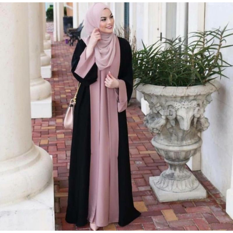 New Abaya Gamis Hitam Maxi Dress Dubai Cardy Pink Abaya Remaja BestSeller